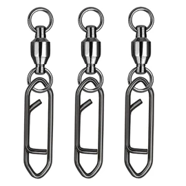 Atibin Snap Connector Fishing Swivels Stainless Bearing Ball Snap Swivels Steel Quick Change Fishing Clips Swivel Black Nickel 25pcs 51lbs