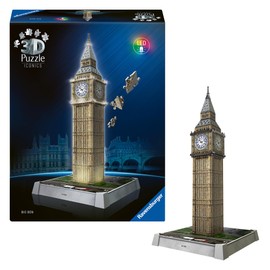 Ravensburger 3D Puzzle Iconics: 12008025 Big Ben - with Light - The Famous Landmark of London as Detailed and Illuminated Model