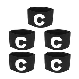 COMOK Football Soccer Elastic Captain Armband Basketball Adjustable Player Bands for Kids and Youth, 5 Pack (Black)