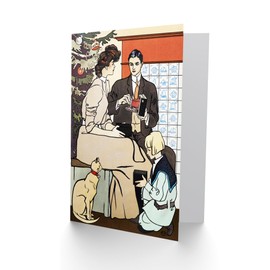 Artery8 Edward Penfield Art Card Vintage Christmas Family Scene
