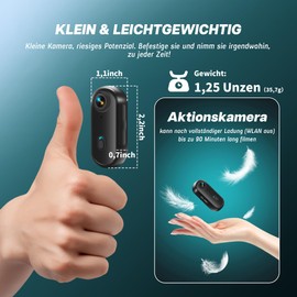 Tiantianle Action Cam WiFi, 1080P Mini Unterwasserkamera Wasserdicht bis 30M, 360° Helmkamera Fahrrad,Freihand-POVs,Bodycam Körperkamera, Actionkamera, Kleine Kamera