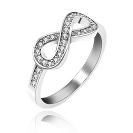 Uloveido Women Platinum Plated Cubic Zirconia Infinity Knot Wedding Ring Y001