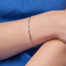 Damen Gliederarmband aus Edelstahl • Nickelfreie Armkette Silber • Nachhaltiger Schmuck wasserfest • verstellbare Länge (15-18 cm)