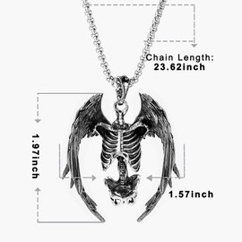 YZMOXNL Skull Necklace Punk Skeleton Wings Pendant Choker Goth Halloween Jewelry Gift for Women and Men