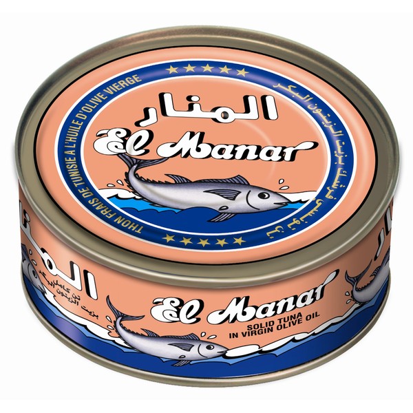 Tuna in Olive Oil - Solid Light Tuna in Virgin Olive Oil - Canned Tuna Fish in Cold Pressed Tunisian Olive Oil, from El Manar - 1 Kg Canned Tuna (2-Pack)