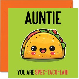 Stuff4 Birthday Cards for Aunt - Spec-Taco-lar - Funny Happy Birthday Card for Aunty from Nephew Niece, Aunt Birthday Gifts, 5.7 x 5.7 Inch Joke Greeting Cards for Women Her