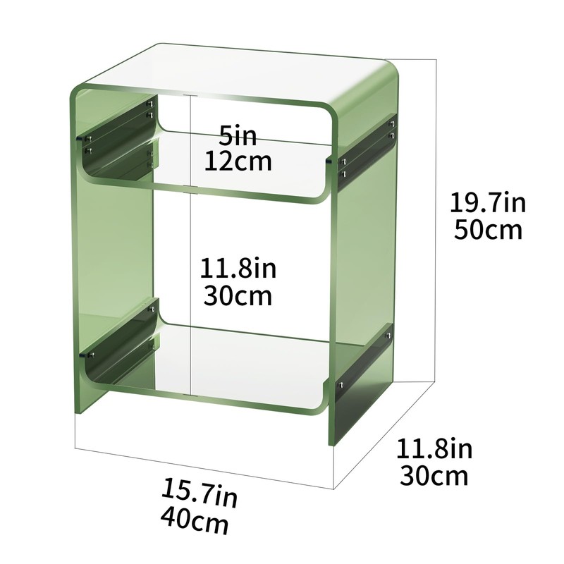 Acrylic End Table Record Player Table with Storage Shelf Clear