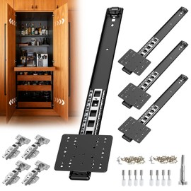 Pocket Door Slides 14in Heavy Duty Hardware Kit with Pivot Hinge for Cabinet Wardrobe Silent Retractable System for Inset Doors 4Pcs
