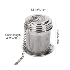 Stainless Steel Tea Ball Infuser Loose Leaf Tea Infuser Mesh Tea Ball with Extended Chain Hook and Drip Tray for Loose Leaf Tea and Mulling Spices