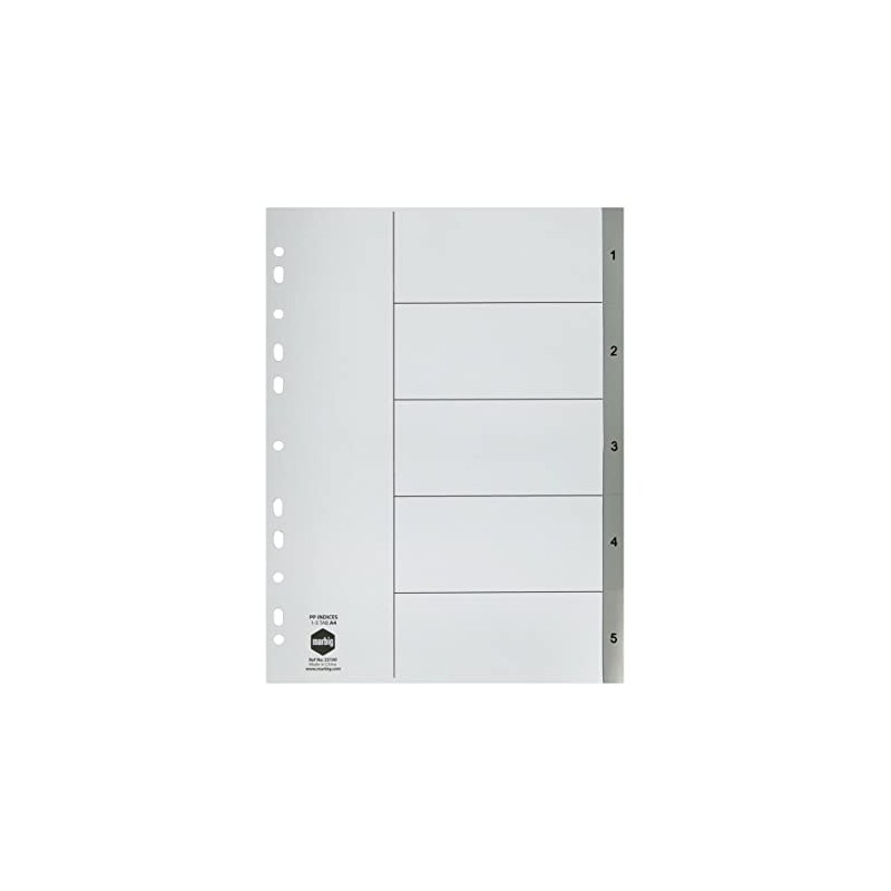 Marbig Marbig 35100 Indices PP A4 1-5 Tab Grey