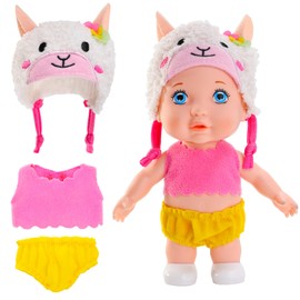 Barwa Mini Baby Dolls with Wearable Animal Clothes, 6 Inch Cute Newborn Baby Dolls Toys for Kids Toddlers Girls 3+ (Sheep)