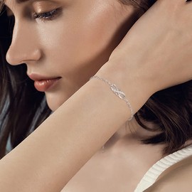 VANSZA Women's Bracelet 925 Sterling Silver Bracelets Infinity Heart Symbol Bracelet Gift for Women with Gift Box, Sterling Silver