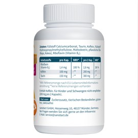 sanotact EnergieKick Tin (40 Capsules) • Energy Capsules as Energy Booster • Caffeine Tablets with Taurine & Vitamin B2 • Awakening for Fatigue & for More Energy • 100% Vegan
