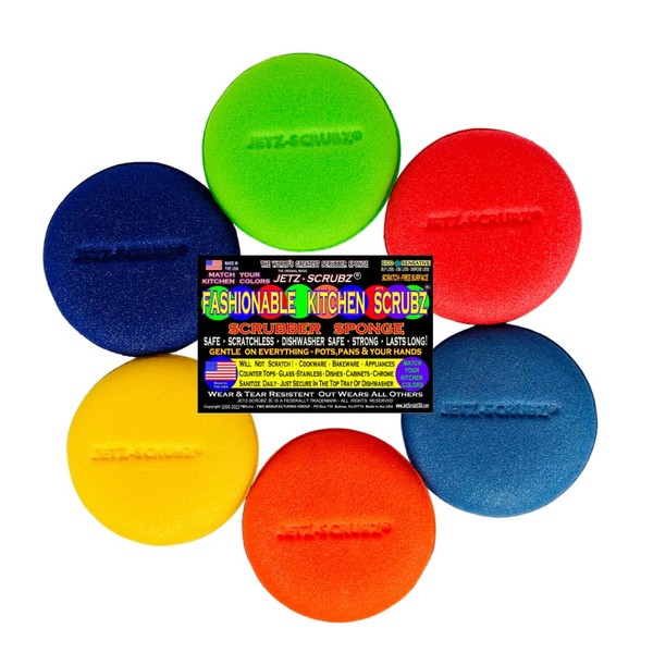 Jetz-Scrubz Fashion Rainbow - Esponjas para cocina (paquete de 6)