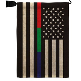 Service US Thin Blue Green Red Line Burlap Garden Flag Set Mailbox Hanger Armed Forces All Branches Support Honor United State American Military Veteran Gift Yard House Double-Sided 13 X 18.5
