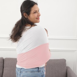 Kloovete Baby Wrap Carrier, Perfect Baby Carrier Wrap Sling for Newborn and Infant up to 35 lbs. (Dusty Pink/Natural, M (S, M, L of Clothing Size))