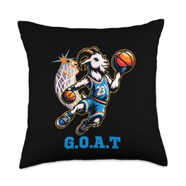 G.O.A.T Goat Basketball Player Playing Basketball Funny Throw Pillow