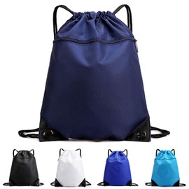 VEAGIA Knapsack Sports Gym Sack Portable Foldable Waterproof Lightweight Multi-functional Drawstring Backpack Training Bag Travel Bag, blue (navy blue)