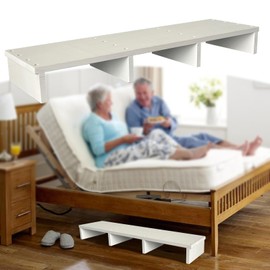 39IN Long Wooden Step Stool for Elderly, Half Wooden Riser Step Stool for High Bed, Bathroom, Kitchen and Living Room, 400LBs Loading(39.0" L*11.5" W*4.6" H, White)