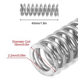 GUNGY Compression Spring Stainless Steel Spring Compression Springs 45 mm Wire Diameter 2.2 mm Outer Diameter 16 mm Length 45 mm Maximum Spring Force 13.5 kg Pack of 4