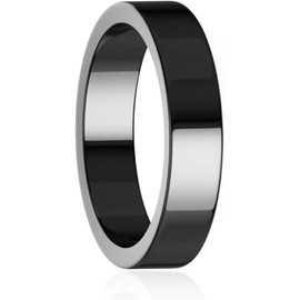 Non fading glossy plain circle fashionable stainless steel couple ring (Black, 8)