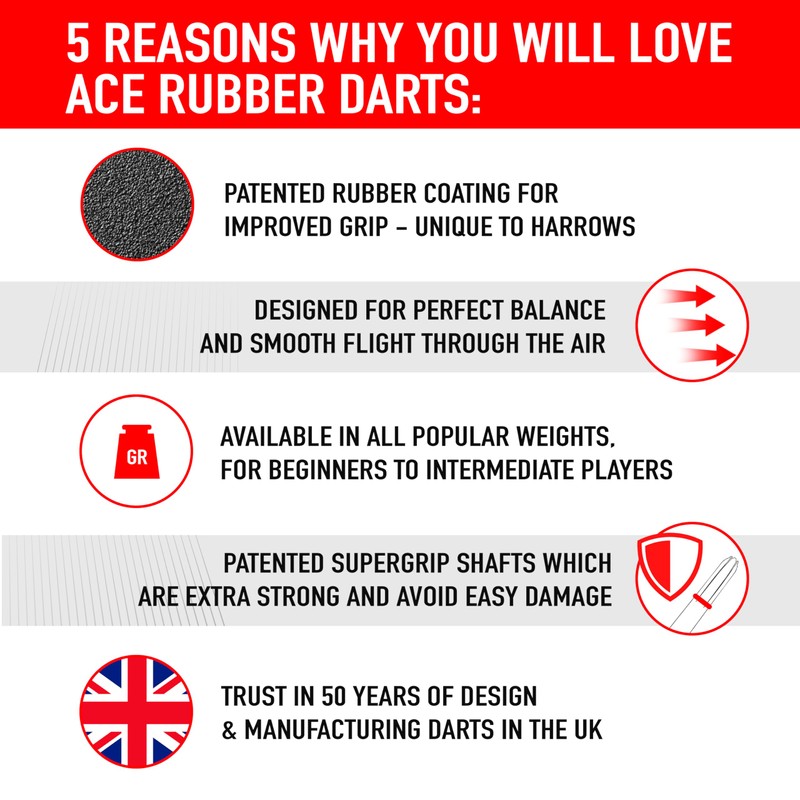 Harrows Unisex's Ace Rubber Grip Darts, Black, 20 g