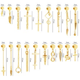 NEWITIN 20 Pieces Magnetic Stud Earrings for Men Stainless Steel Magnetic Earrings Men Clip on Earrings Non Piercing Unisex Dangle Cross Magnetic Earrings for Men Women