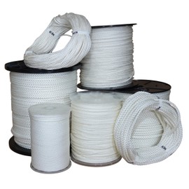 LILBURN ROPE CO. Diamond Braid Nylon Lightweight White Rope - 1/8" x 100 Foot Coil - Thick Cord, Flag Pole, Outdoor, Sailing, Clothes Line, Tarp Tie Down