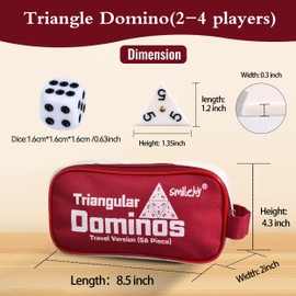 Smilejoy Triangle Domino,Triangular Domino Tiles with Brass Spinners Tabletop Game for Kids Ages 7 and Up, 56 Tiles, Classical Board Game, mathing Skill Trainning (2-4 Players)