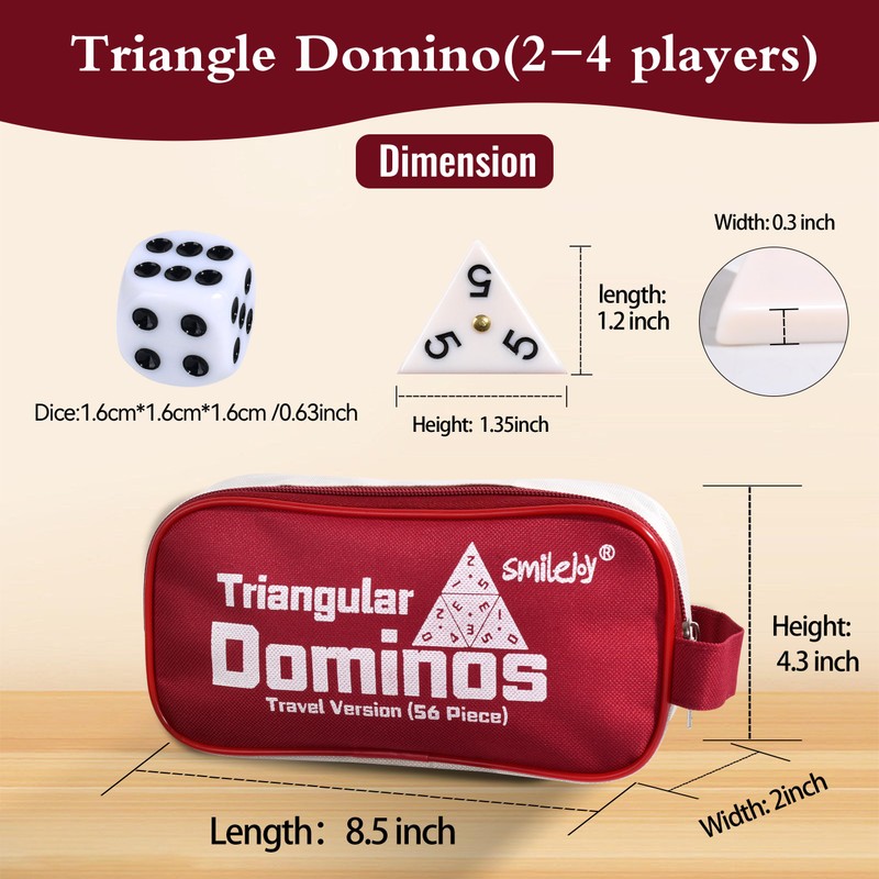 Smilejoy Triangle Domino,Triangular Domino Tiles with Brass Spinners Tabletop Game