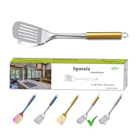 Berglander Spatula, Stainless Steel Gold Handle Slotted Turner, Golden Handle Spatulas With Titanium Plating, Spatula For Cooking, Kitchen Spatulas, Barbeque Turner, Spatulas For BBQ (Gold Handle)