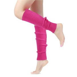 ONUPGO Leg Warmers for Women 80s Party Accessories 80s Neon Knit Ribbed Leg Warmers Girls Junior Winter Leg Warmers Socks, Pink, Normal