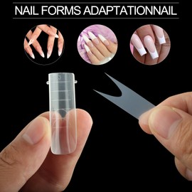 Vnjaoi 60 PCS Silicone French Manicure Stickers for Nail Mold,Dual Nail Forms Mould Sticker,Gel Extension Quick Building