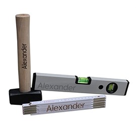 NEO-DESIGN Gift Set - Craft Set with Mittens, Ruler, Spirit Level in White, Made in Germany, 1,000 g, Modern Design, Can be Engraved with Name or Saying
