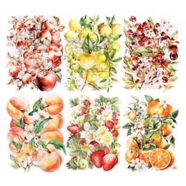 MiyouLuna 60 Pcs Large Garden-Inspired PET Stickers, Fruit-Themed for Scrapbooking, Journaling, DIY Crafts, with Organizer