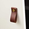 POFET 5pcs Handmade Leather Cabinet Door Handle Pulls Knob Dresser
