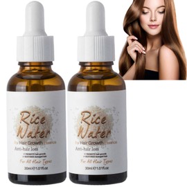 2pcs Rice Water for Hair Growth,Rice Water Serum for Hair Growth,Hair Growth Oil for Thinning Hair and Hair Loss,Rice Water Hair Serum for Dry Damaged Hair,Hair Fall Treatment for Women,Hair Growth