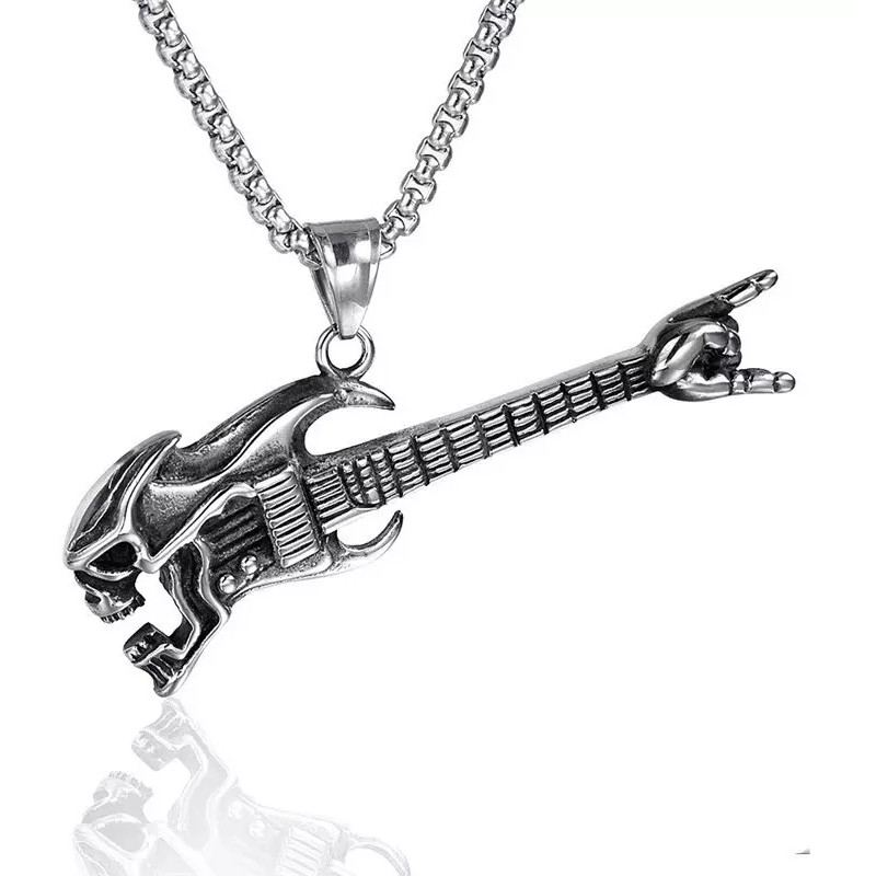 Jextech Collar Guitarra Hard Metal Rock And Roll Calavera Skull