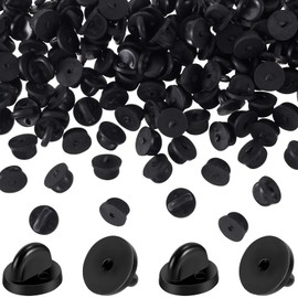 BEIQIYA 80pcs PVC Rubber Pin Backs, Lapel Pin Holder for Men & Women, Brooch Badges Tie Tacks Insignia Replacement Backs for Hats Jackets Bags Uniforms- Black