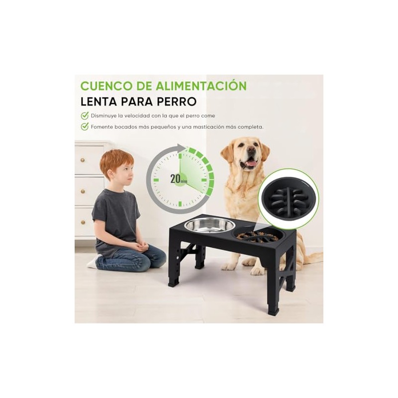 LUKITO 3pcs Comedero Elevado para Perro con 2 Cuencos De