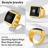 Bestyle Thick Men Gold Ring-15mm*15mm Black Onyx Gemstone Ring-Chunky Cool