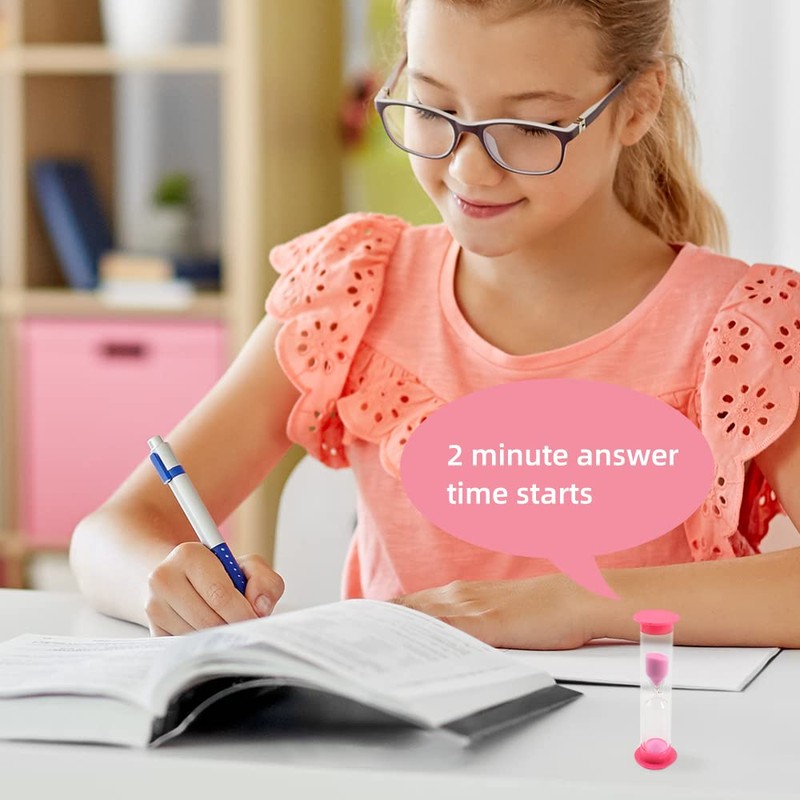 HOKPA Two Minutes Sand Timer, 6Pcs Pink Mini Glass Hourglass
