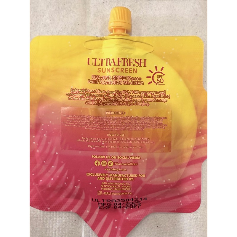 Hikari Skin Essentials Ultrafresh Sunscreen SPF50 2-Pack 50ml each