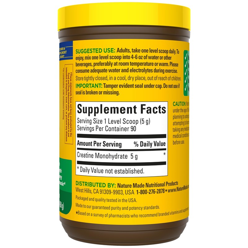 Nature Made Creatine Monohydrate Powder 5 g per Serving, Unflavored