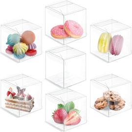 DIFEIUKI Transparent Gift Box, Set of 50, PVC Plastic Case, Folding Box, Mini Square, Small Box, Easy Assembly, Waterproof, Valentine's Day, Accessory Storage, Gift Packaging, Product Display,