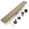 Linear Shower Drain - 18 Inch Brushed Gold, with Grate