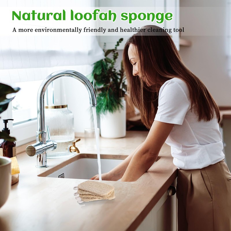 10 PCS Natural Sponges for Dishes, Loofah Dish Sponge for