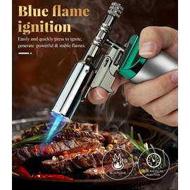 WANBRO Kitchen Butane Torch Lighter, Powerful & Windproof Jet Torch Flame, Butane gas refillable, Multi-purpose Blow Torch Lighters for Cooking, Creme Brulee, BBQ, Soldering (NO Gas)