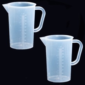 DARENYI 2 Pcs Plastic Measuring Jugs 1L, Large Plastic Measuring Cup with Handle for Measure Liquid and Baking Items, Kitchen Lab Use