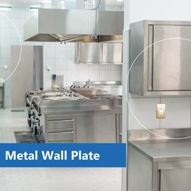 LIDER Decorator Switch or Receptacle Metal Wall Plate, Stainless Steel Outlet Cover, Corrosion Resistant, Mid-Size 1-Gang 4.88" x 3.11", 201 Stainless Steel, LMWP-31M-PB, Polished Brass